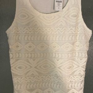 NWT Chicos off white, sleeveless embroidered top. Size 2 Chicos=Size 12 Misses